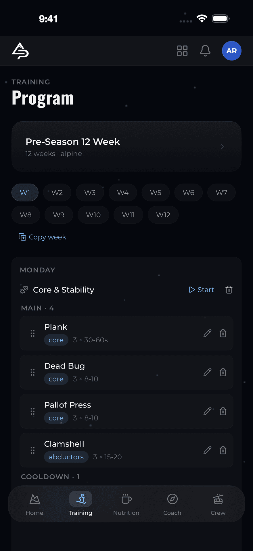 A twelve week program in the app, opened on Monday's session